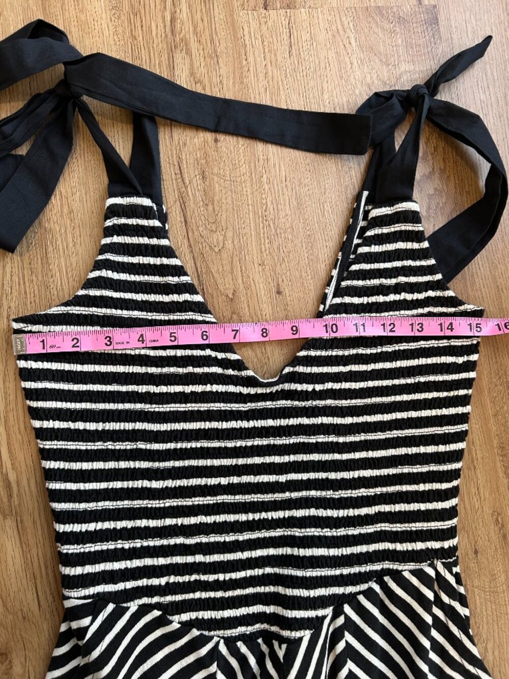 Free People Free-est Cecilia Midi Dress NWT M Black White Stripe Tie Strap Coast - Picture 11 of 12
